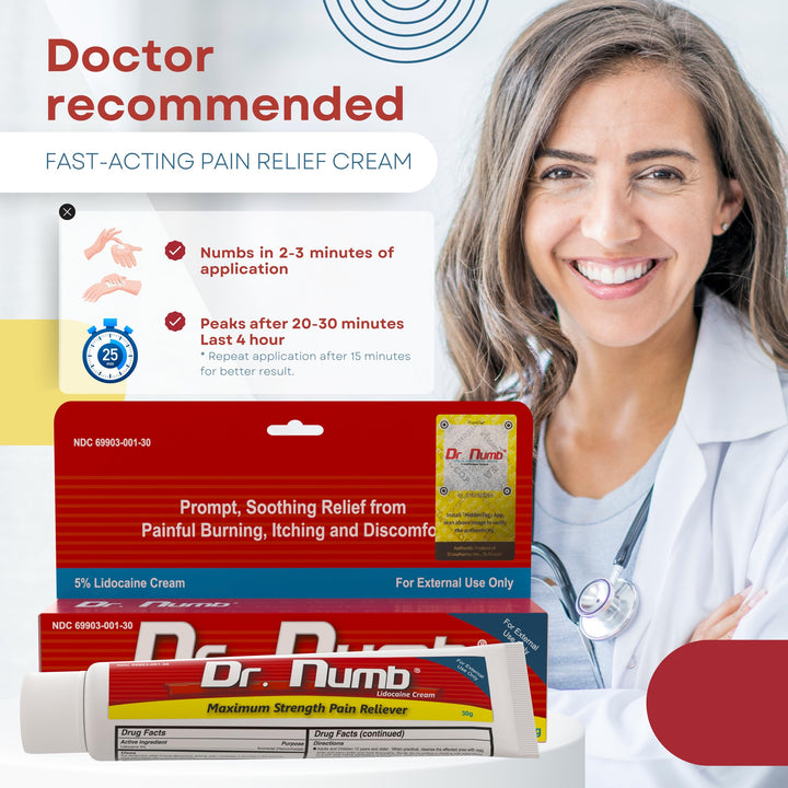 Dr. Numb Lidocaine Topical Anesthetic Cream, Maximum Strength, 30 g