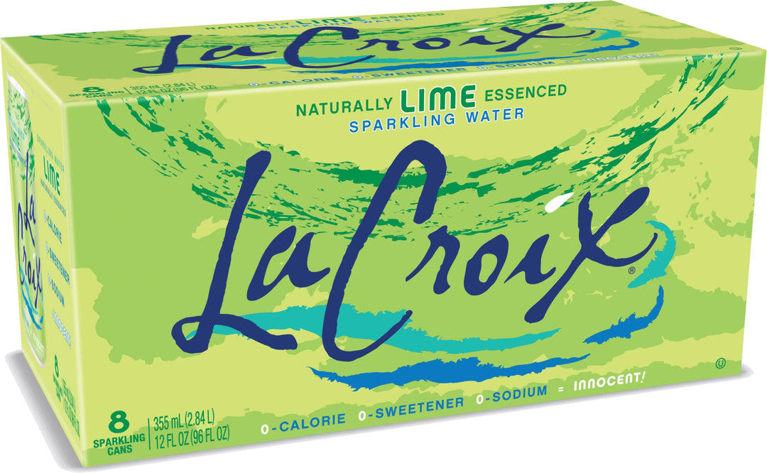 La Croix Sparkling Water, Lime, 12 fl oz, Pack of 8