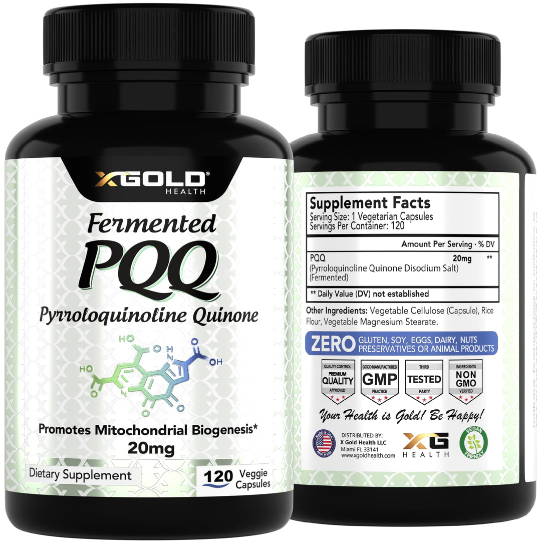 X Gold Health PQQ Supplement Veggie Capsules, 120 Count