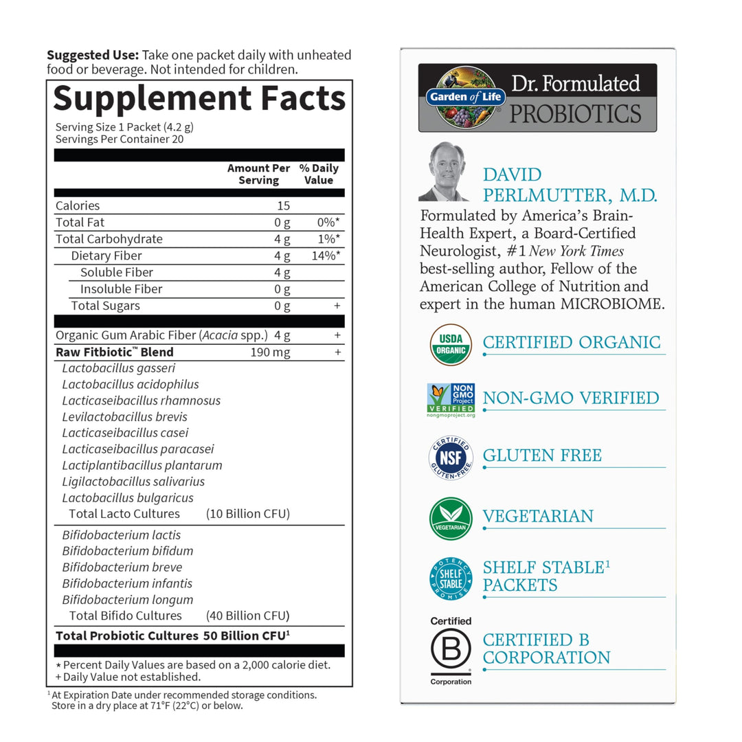 Garden of Life Dr. Formulated Fitbiotic Probiotics Powder, 20 Count