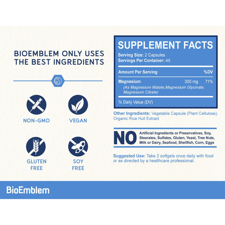 BioEmblem Triple Magnesium Complex, 300 mg, 90 Count