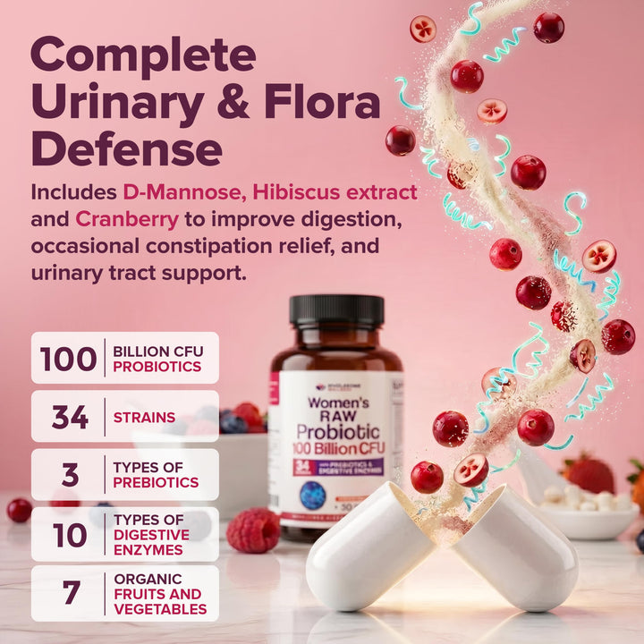 Wholesome Wellness Raw Probiotics for Women, 100 Billion CFUs, 60 Count