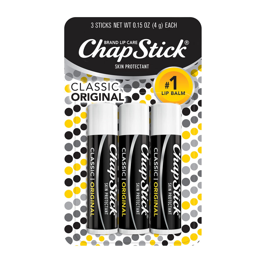 ChapStick Classic Skin Protectant Flavored Lip Balm Tube, Original Flavor, 3 Count