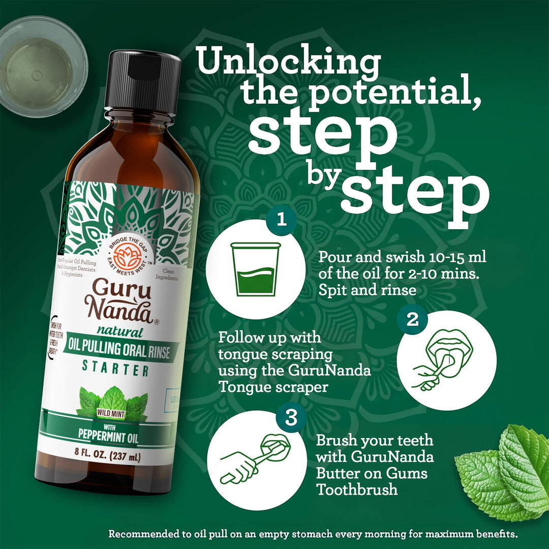 GuruNanda Oil Pulling, Coconut & Peppermint, 8 fl oz