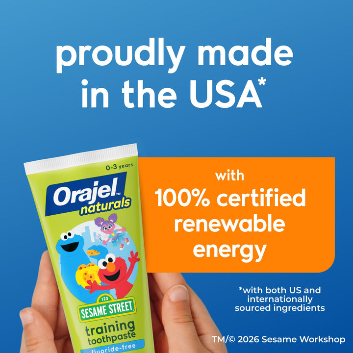 Orajel Naturals Sesame Street Kids Fluoride-Free Toothpaste, Berry, 1.5 oz