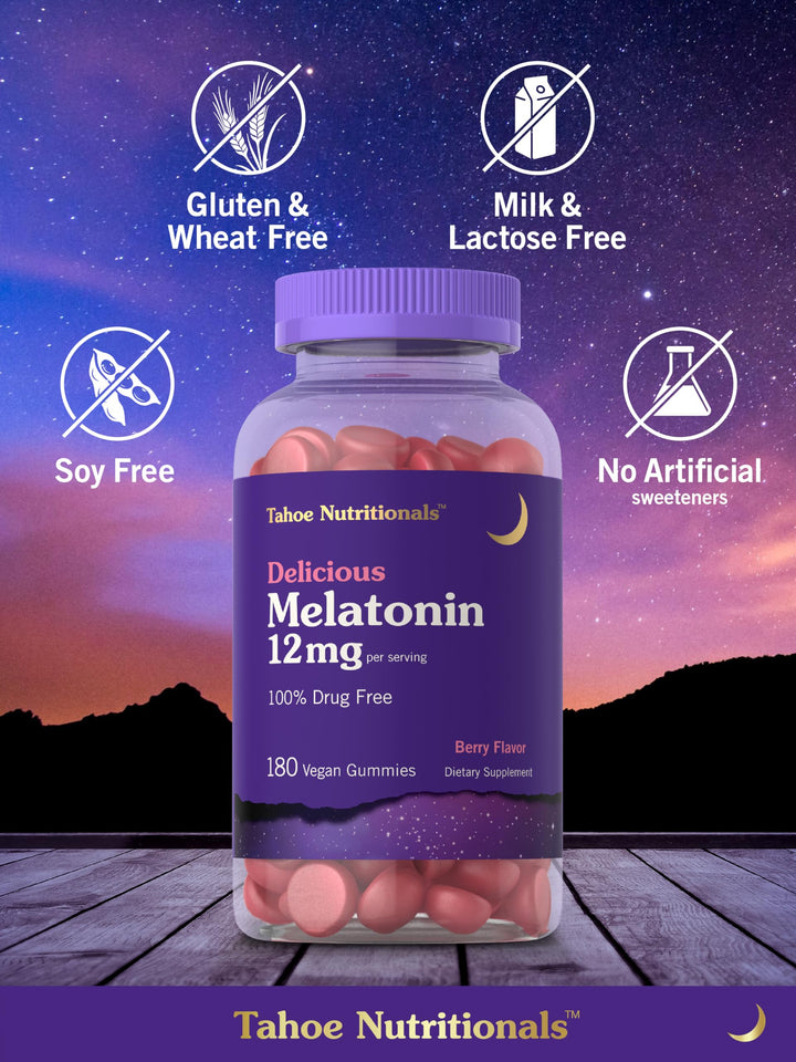 Carlyle Melatonin 12 mg Gummies, Natural Berry, 180 Count