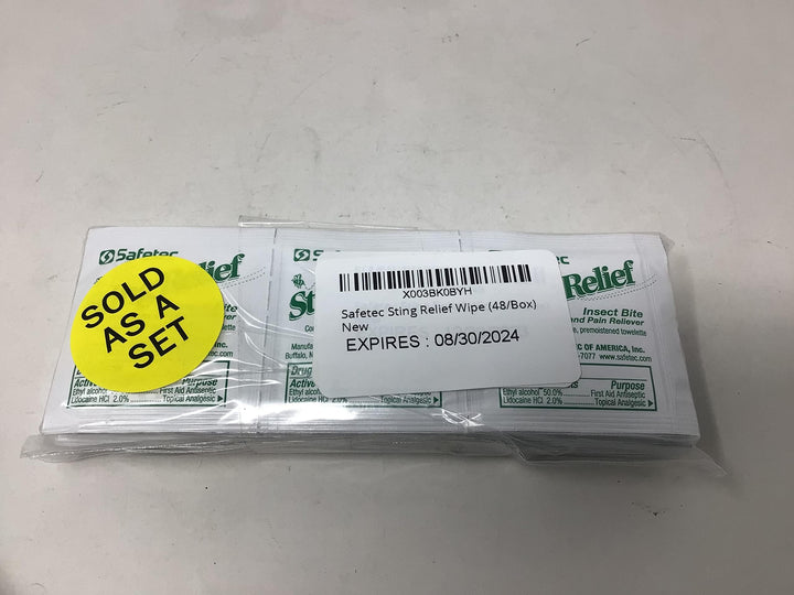 Safetec Sting Relief Wipe, 48 Count