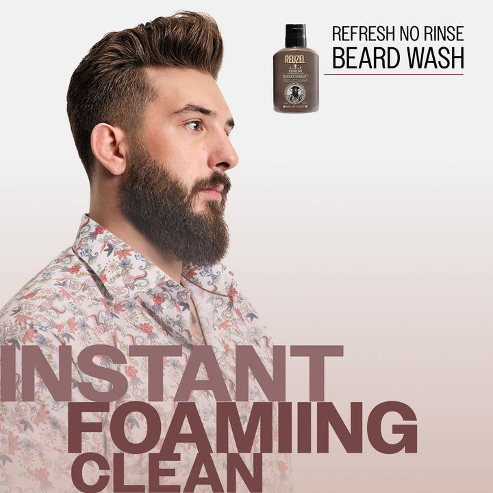 REUZEL Refresh No Rinse Beard Wash, 3.38 oz