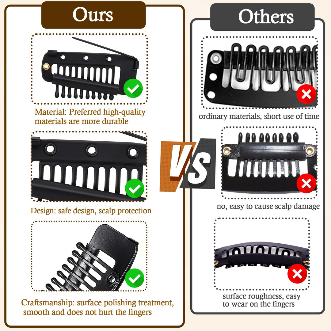 Vodolo Hair Clips, Black, 8 Count