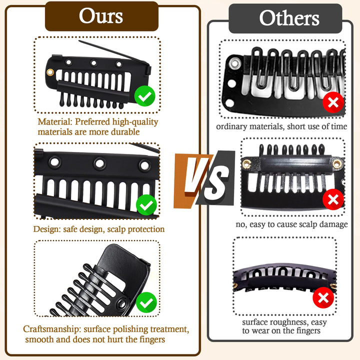 Vodolo Hair Clips, Black, 8 Count