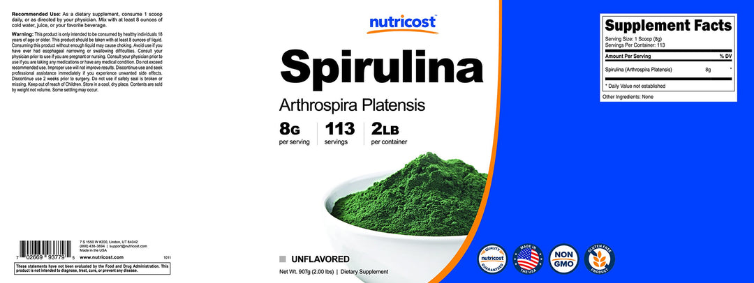 Nutricost Organic Spirulina Powder, 2 lb
