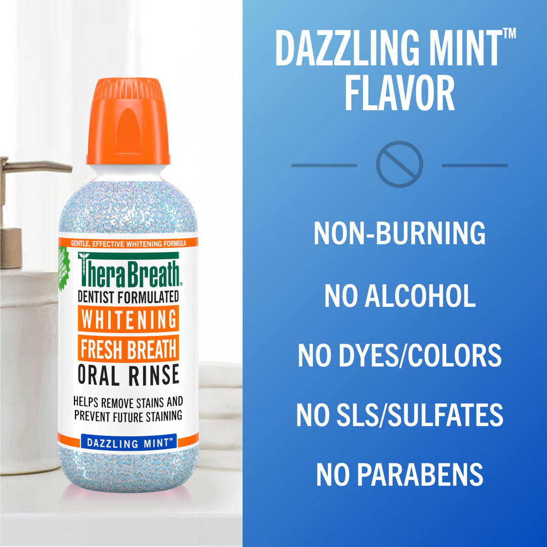 TheraBreath Whitening Mouthwash, Dazzling Mint, 16 oz, Pack of 2