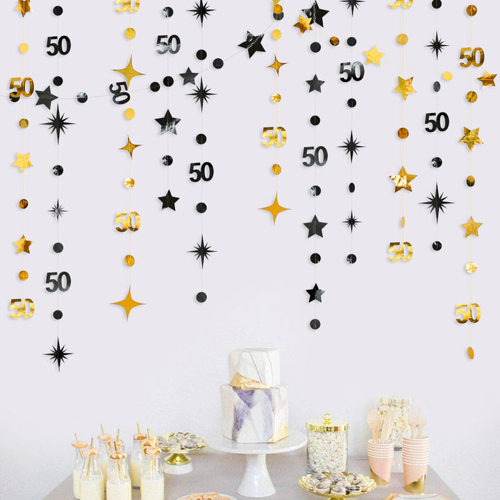 Pink Blume 50th Birthday Decorations, Black Gold, 50 Count