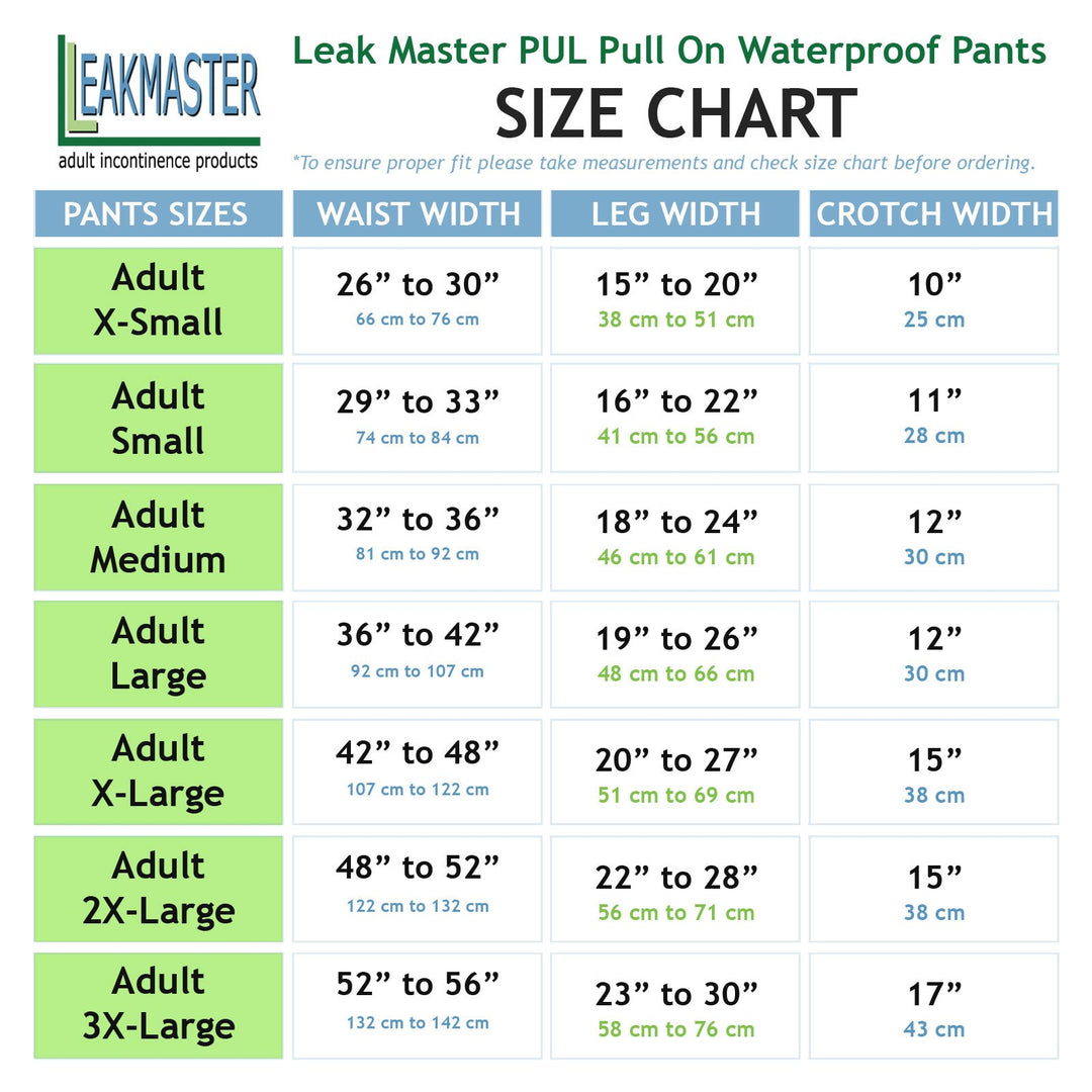 Leakmaster Adult PUL Waterproof Pants