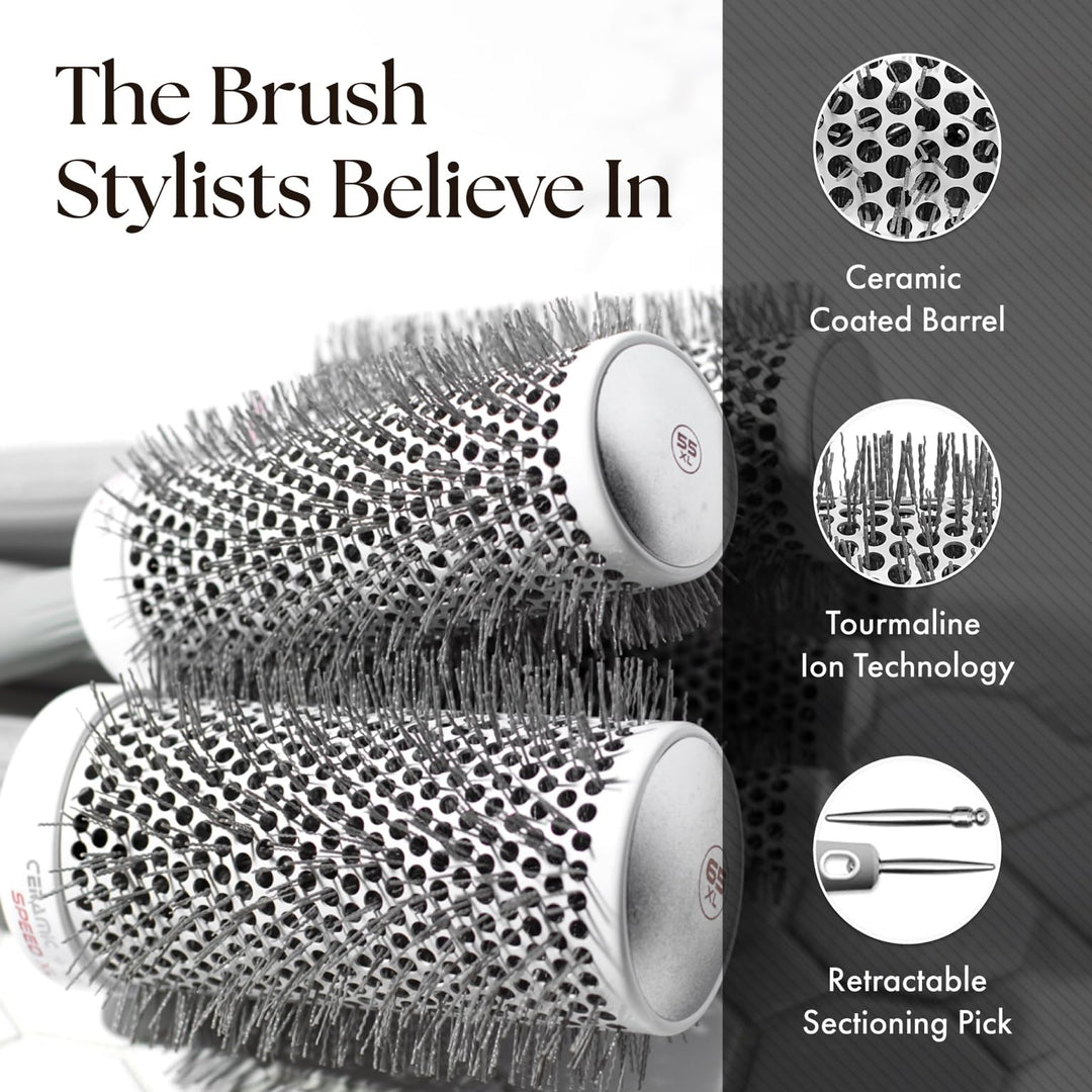 Olivia Garden Ceramic Ion Round Thermal Hair Brush, CIXL-65, 3 1/2