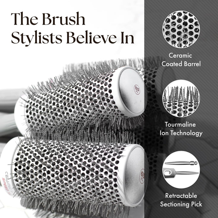 Olivia Garden Ceramic Ion Round Thermal Hair Brush, CIXL-65, 3 1/2