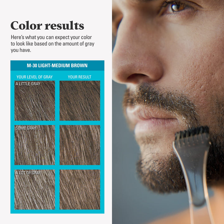 Just For Men Mustache & Beard Brush In Color Gel, Light Medium Brown M30, Pack of 1