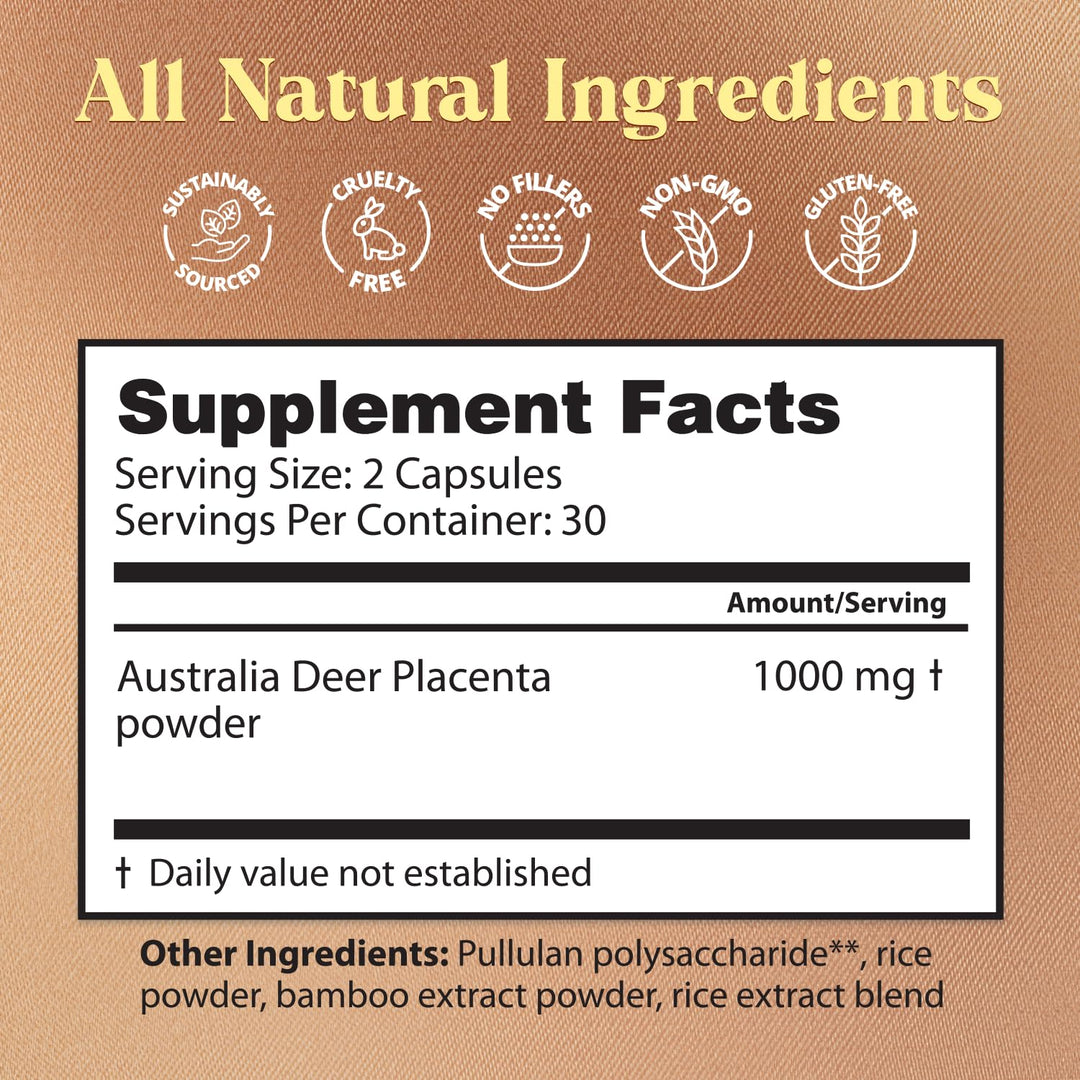 Dragon Herbs Deer Placenta, 500 mg, 60 Count