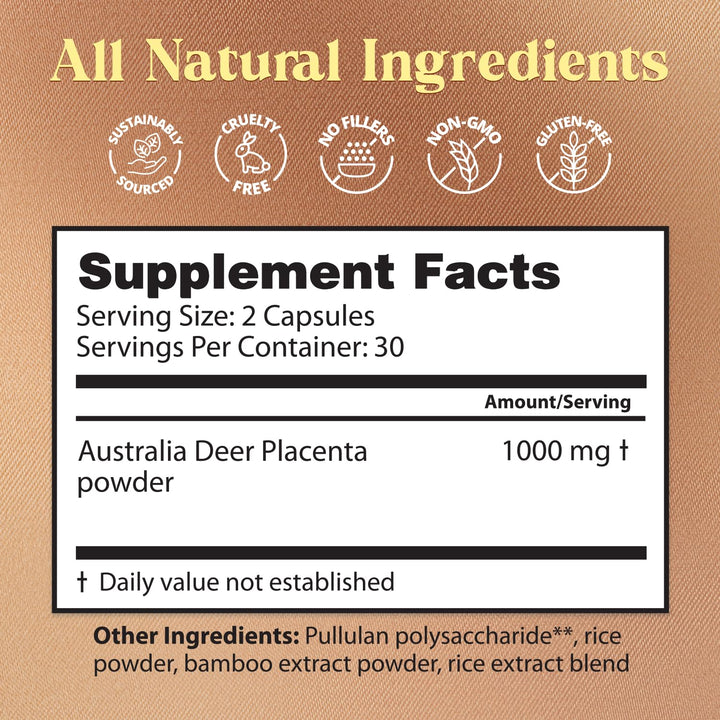 Dragon Herbs Deer Placenta, 500 mg, 60 Count