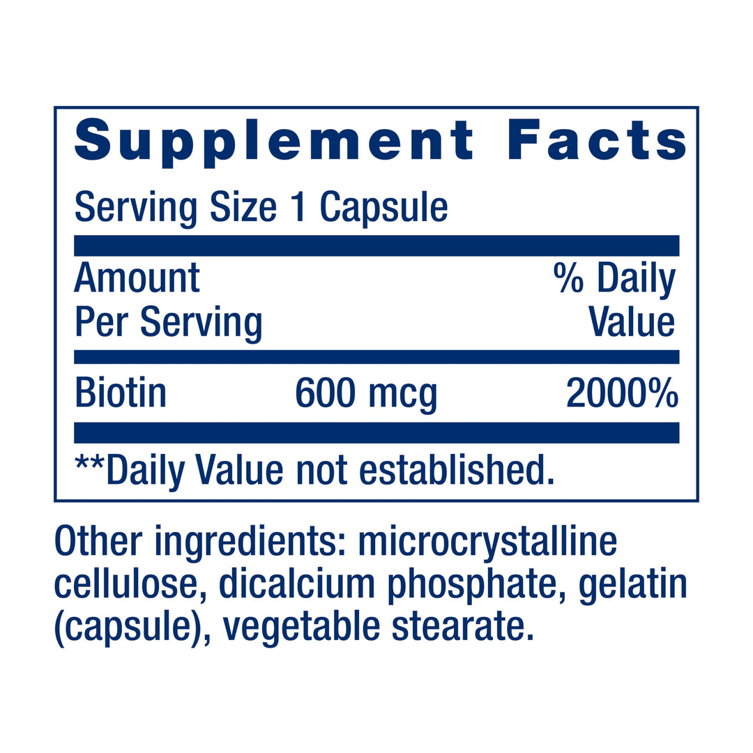 Life Extension Biotin, 600 mcg, 100 Count