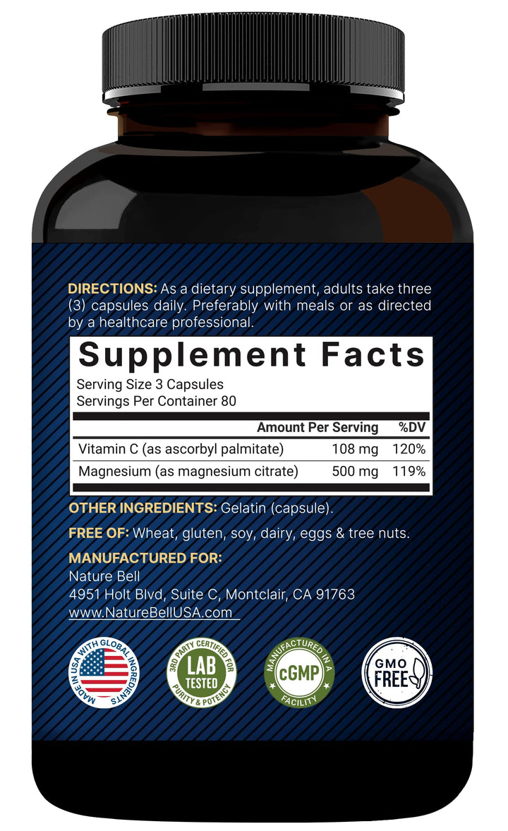 NatureBell Magnesium Citrate 500mg, 240 Count