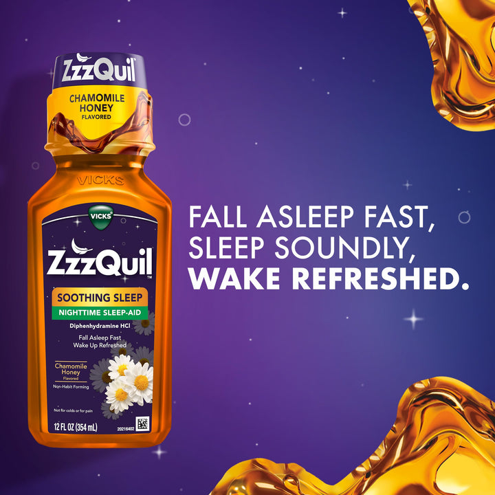 ZzzQuil Liquid Sleep Aid, Chamomile Honey, 50 mg, 24 fl oz, Pack of 2