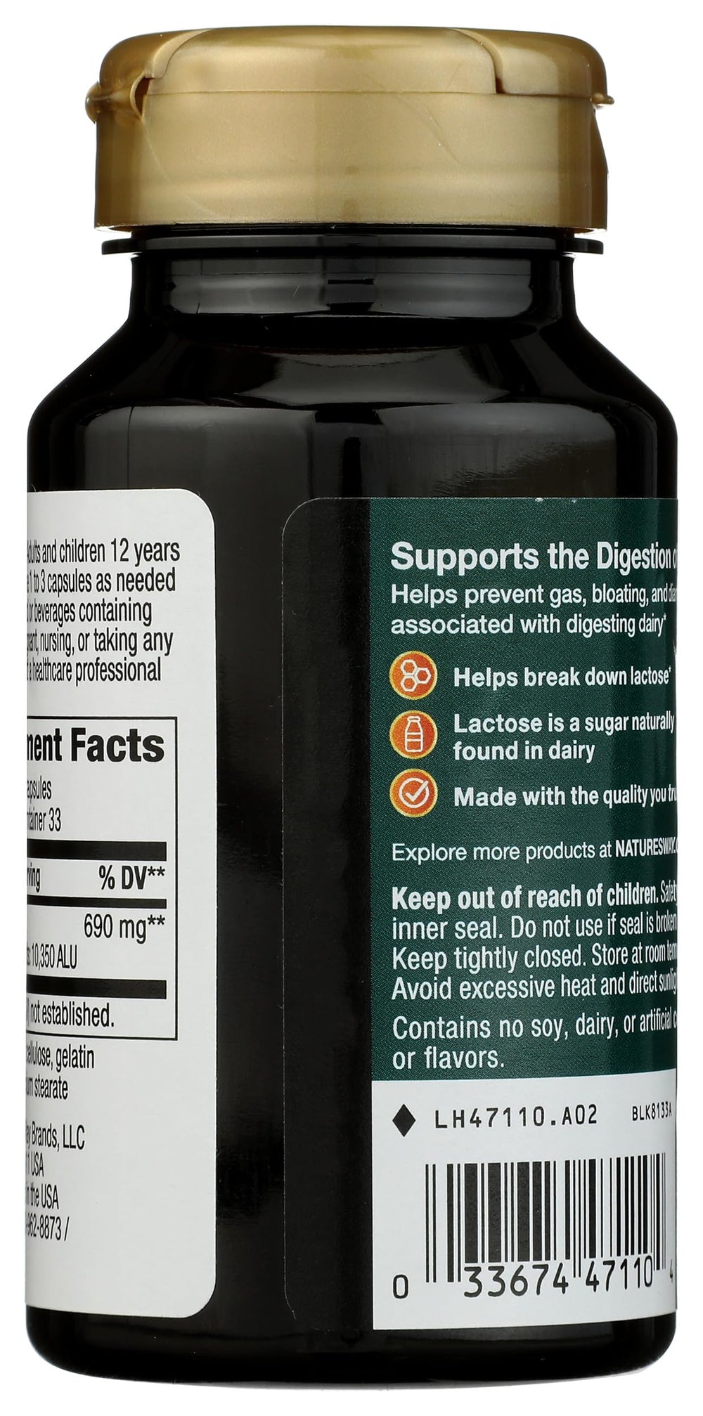 Nature's Way Lactose Defense Lactase Enzyme Capsules, 100 Count