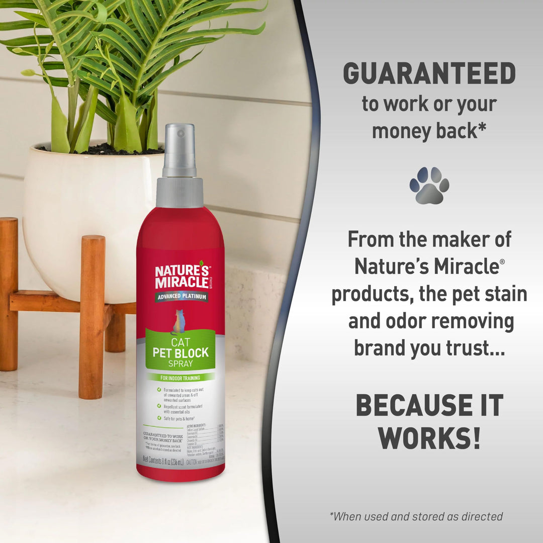 Nature's Miracle Cat Pet Block Repellent Spray, 8 oz