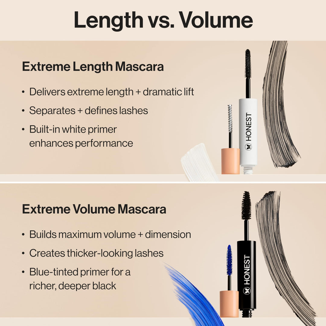 Honest Beauty 2-in-1 Extreme Length Clean Mascara And Primer, Black, 0.27 fl oz