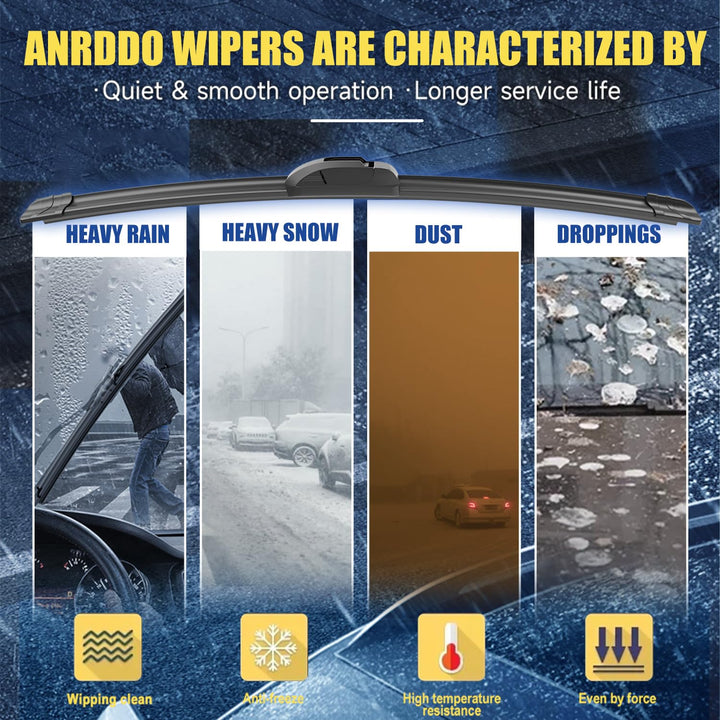 ANRDDO Factory Replacement Windshield Wiper Blades Set, 16 in, 14 in, 10 in, 4 Count