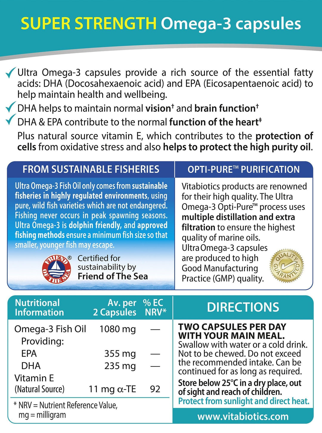 Vitabiotics Ultra Omega 3, 60 Count