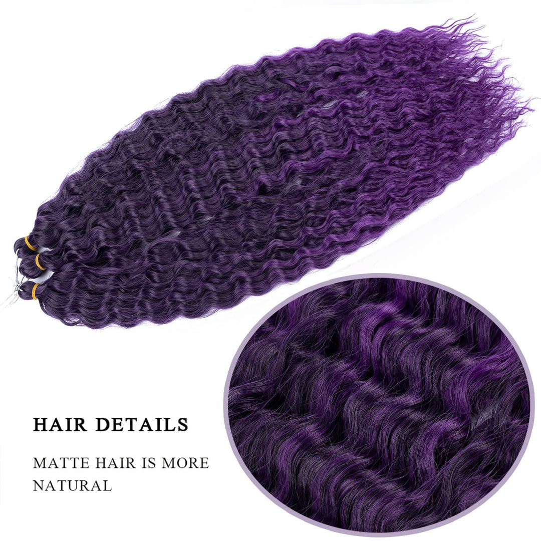MAYSA Braiding Crochet Hair Extensions, Purple Ocean Wave, 30 in, 6 Count