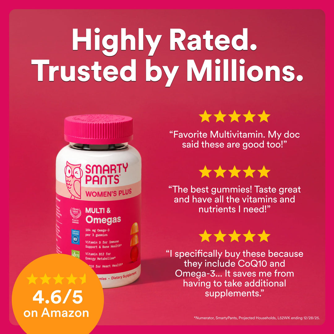 SmartyPants Women's Multivitamin Gummies, Three Fruit Flavors, 90 Count