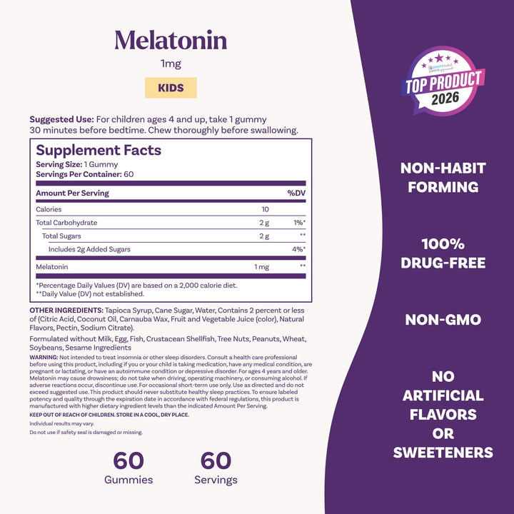 Natrol Melatonin Gummies, Berry, Ages 4+, 60 Count