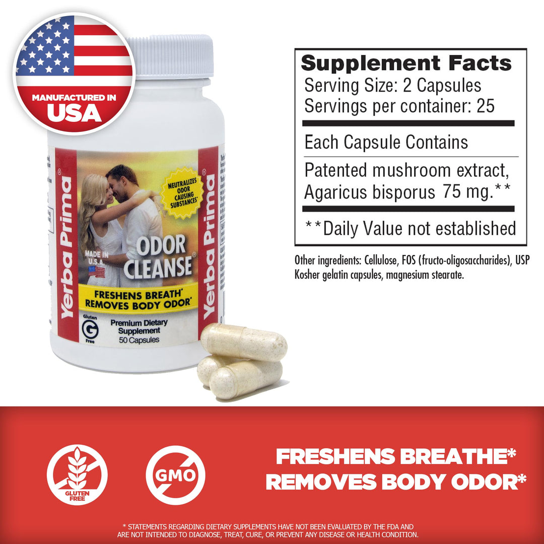 Yerba Prima Odor Cleanse Breath And Body Capsules, 50 Count