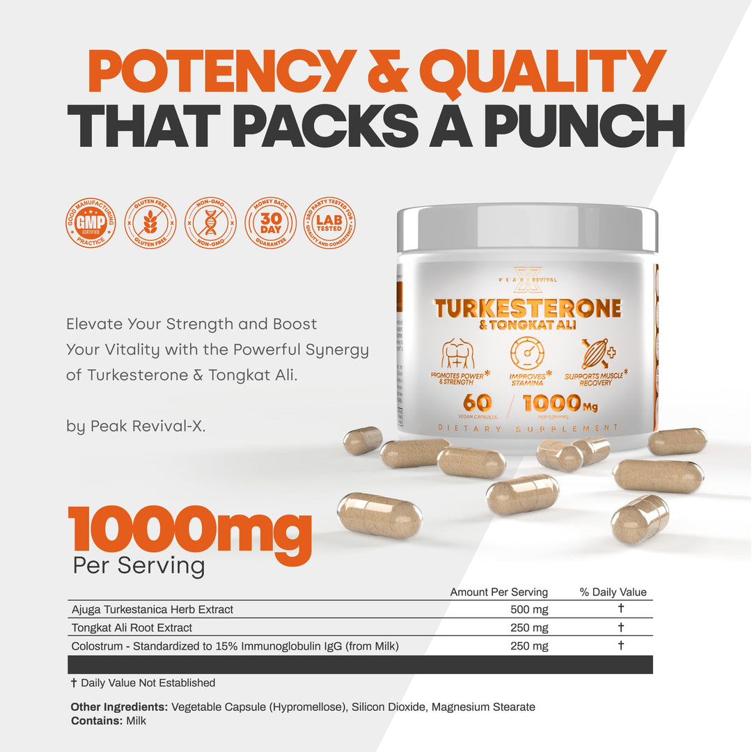 Peak Revival-X Turkesterone & Tongkat Ali, 1000 mg, 60 Count