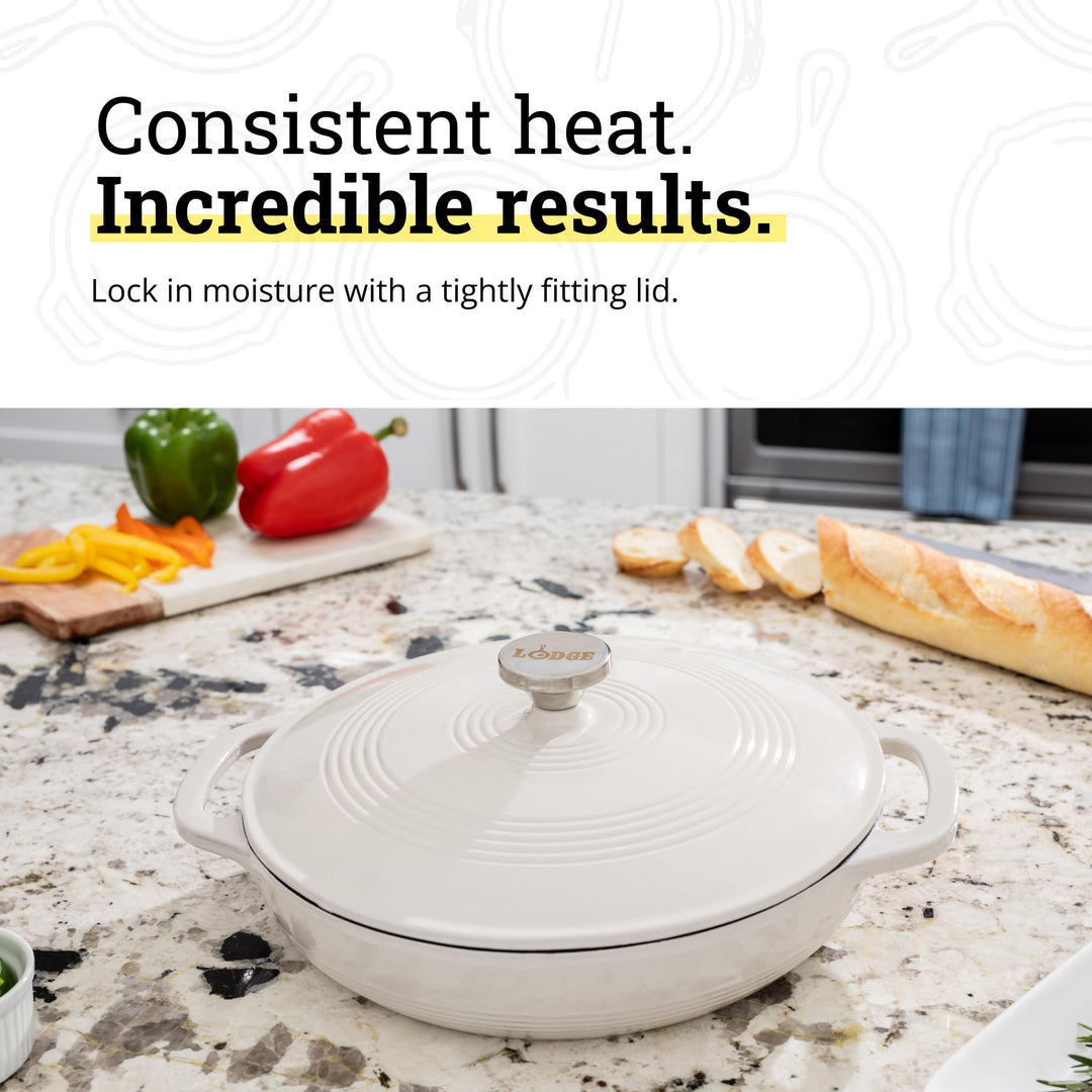 Lodge Cast Iron Casserole Pan, 3.6 Quart