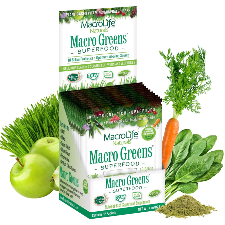 MacroLife Naturals Macro Greens Powder, 12 Count