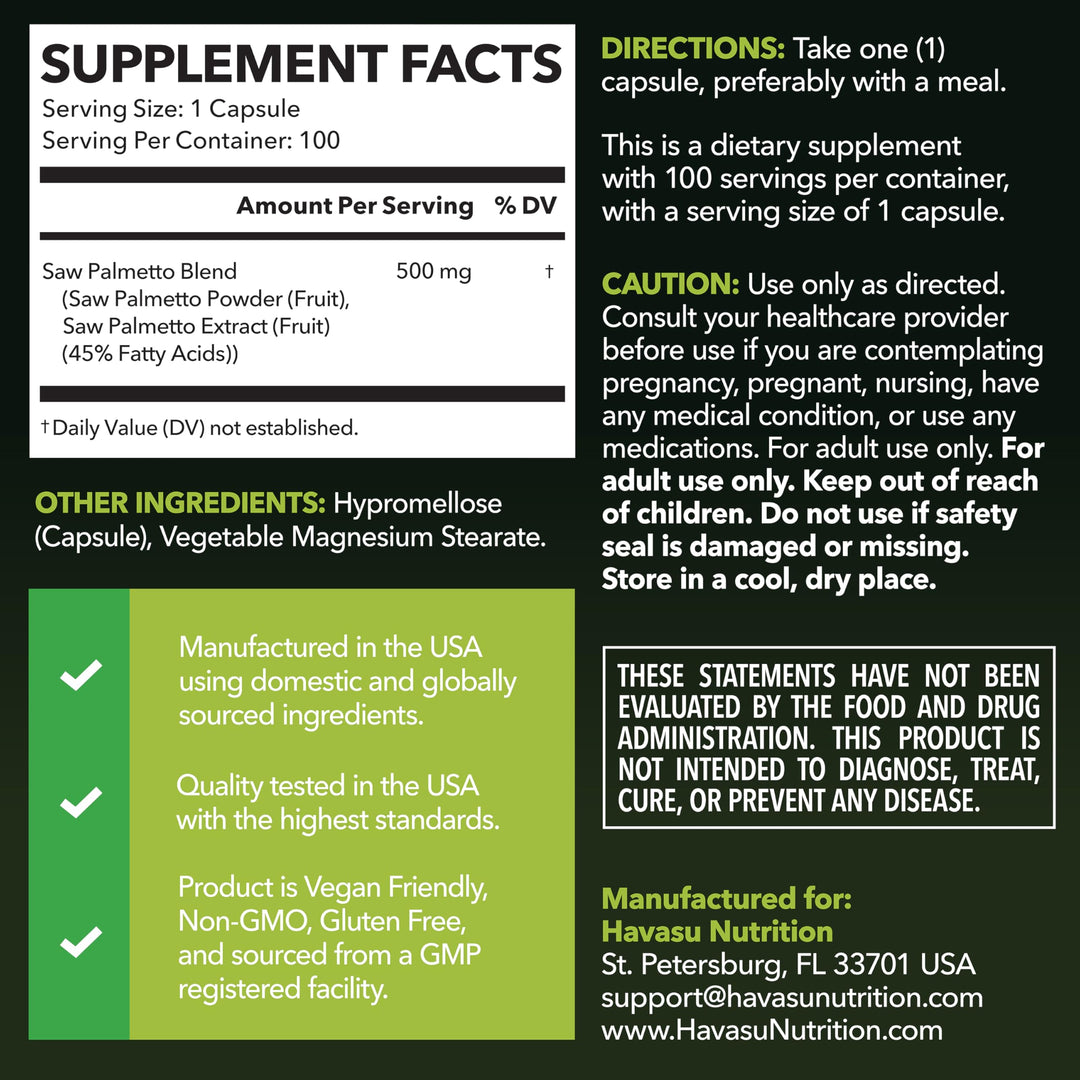 Havasu Nutrition Saw Palmetto, 500 mg
