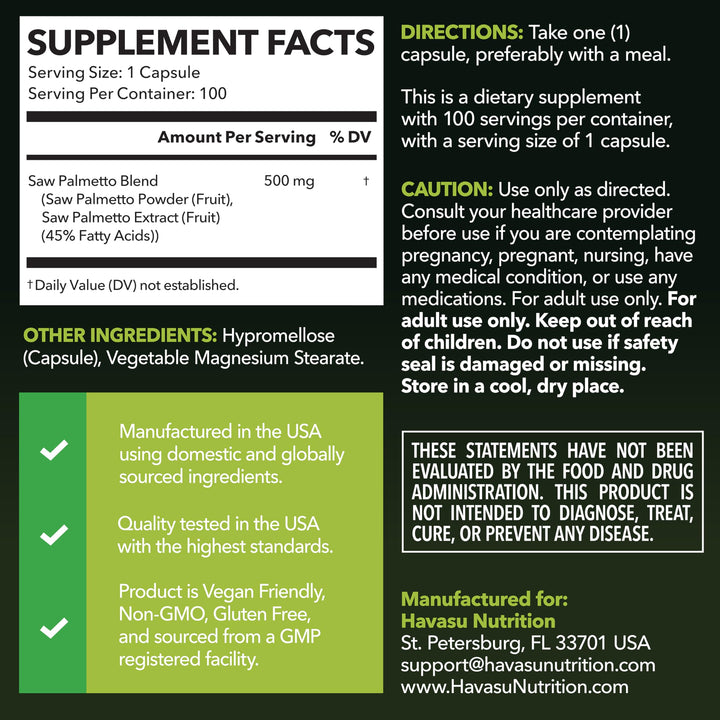 Havasu Nutrition Saw Palmetto, 500 mg