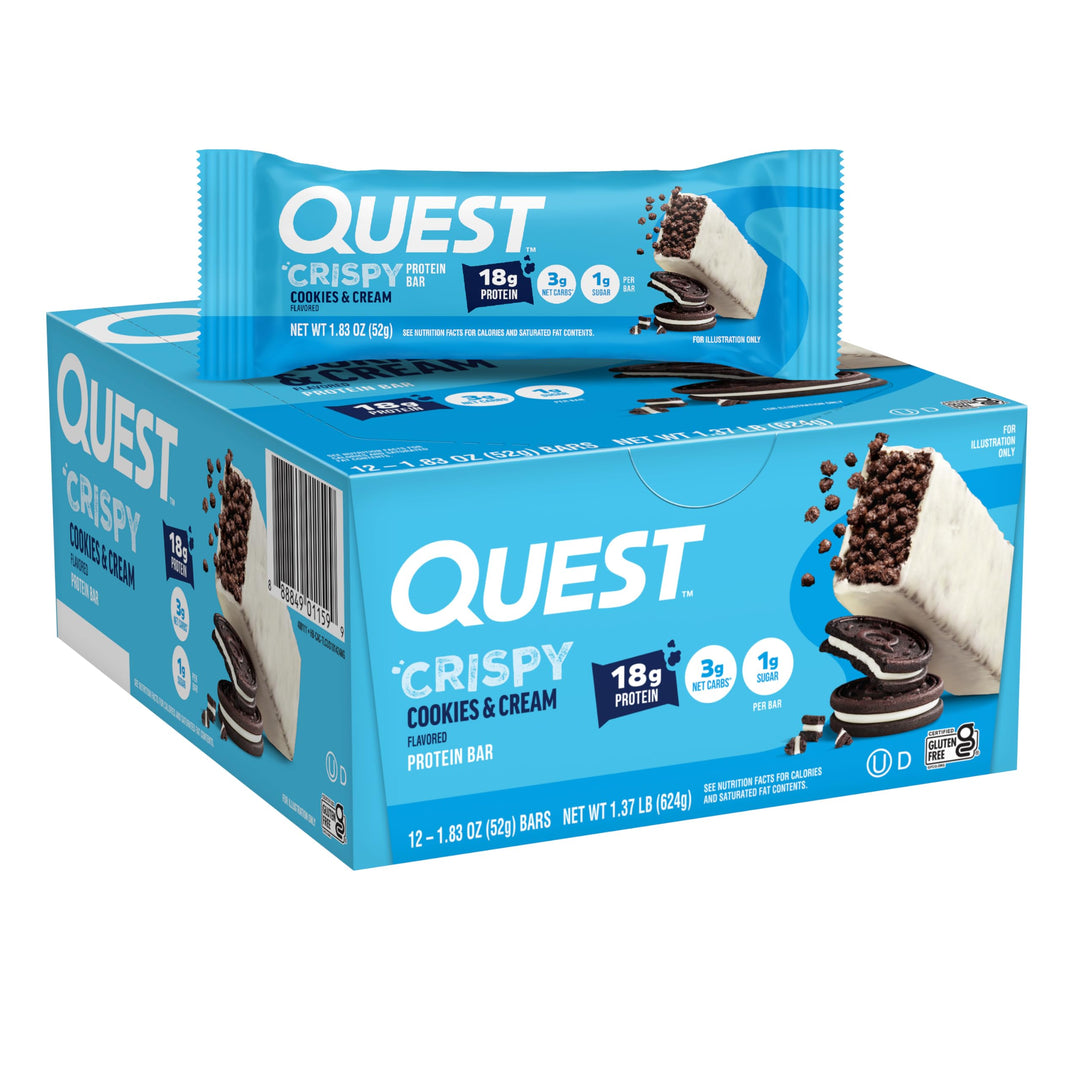 Quest Crispy Cookies & Cream Protein Bar, 12 Count