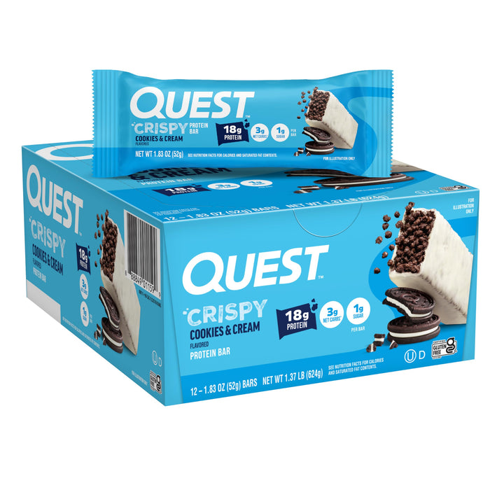 Quest Crispy Cookies & Cream Protein Bar, 12 Count