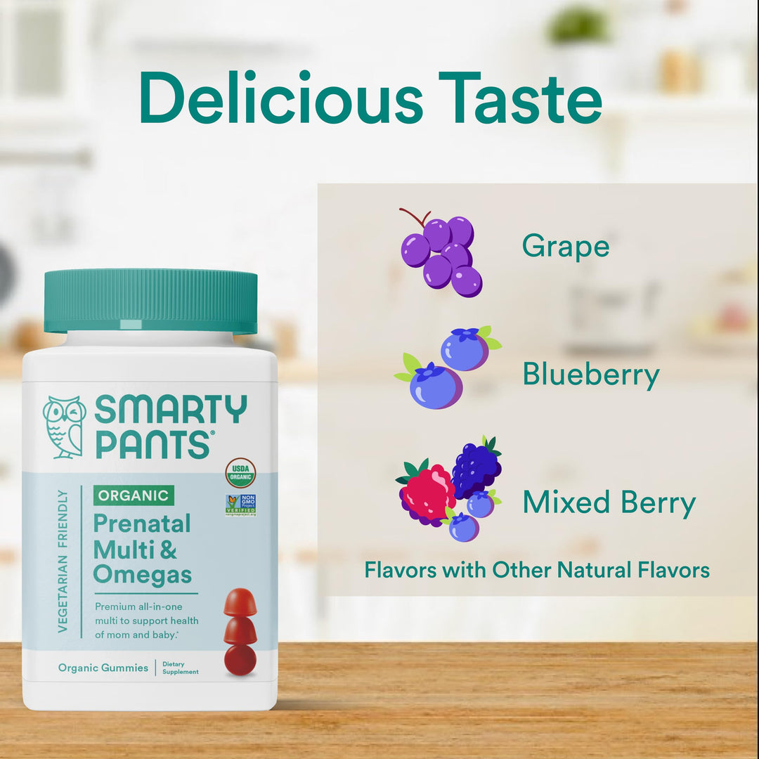 SmartyPants Organic Prenatal Multivitamin Gummies, 90 Count