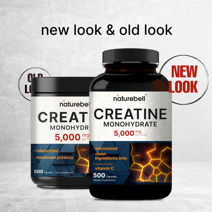 NatureBell Creatine Monohydrate Capsules, Unflavored, 500 Count