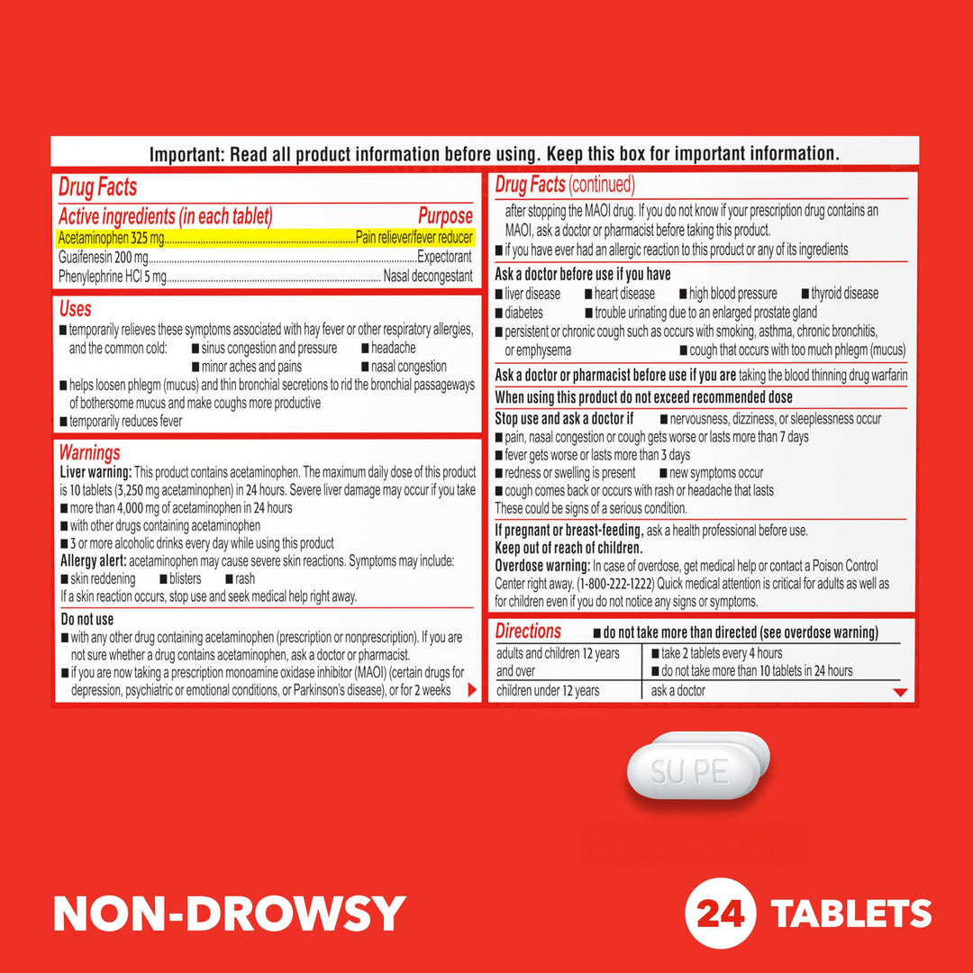 Sudafed Sinus Pressure & Nasal Congestion Mucus Relief, 24 Count