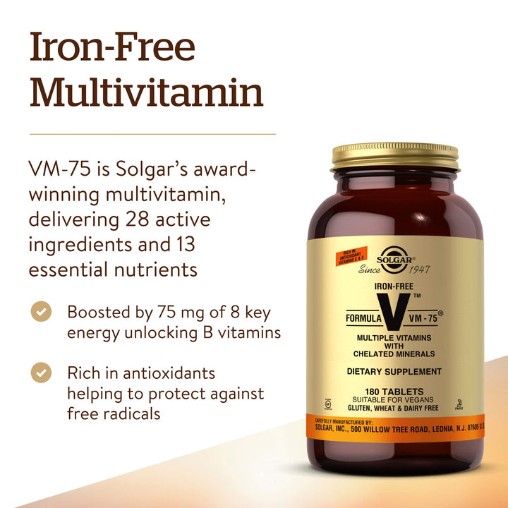 Solgar Formula VM-75 Iron-Free, 180 Count