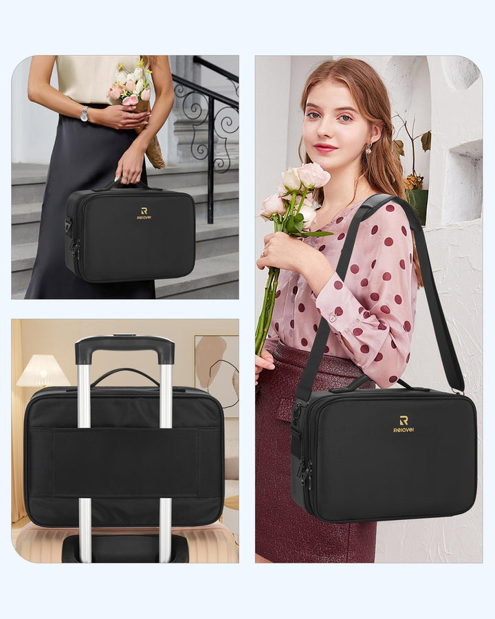 Relavel Makeup Case, Black, 13.8 in