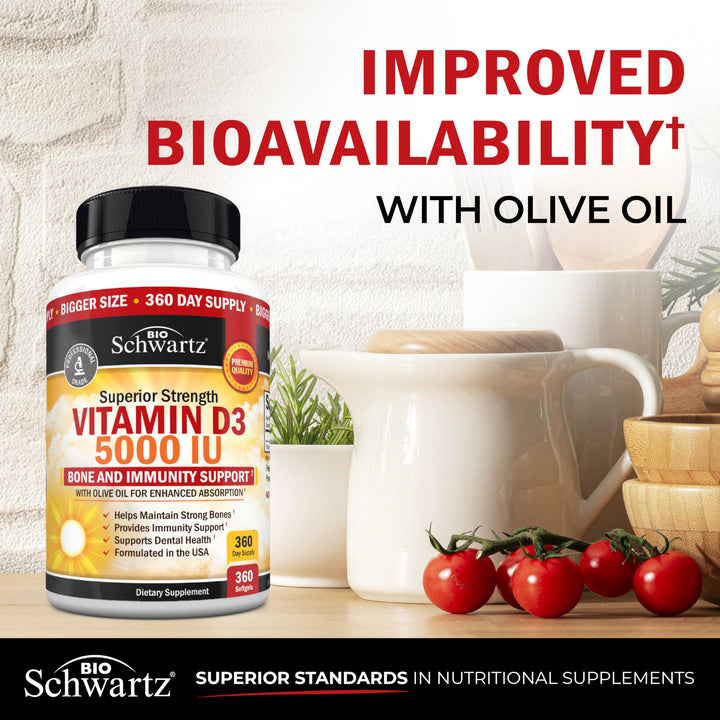 BioSchwartz Vitamin D3 Softgels, 5,000 IU, 360 Count