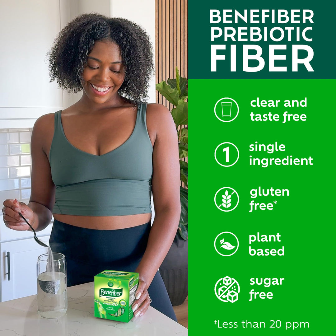 Benefiber On the Go Prebiotic Fiber Supplement Powder, Unflavored, 28 Count