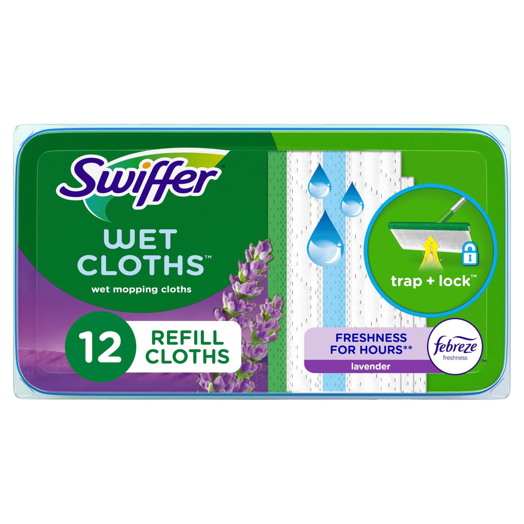 Swiffer Sweep + Mop Wet Pads Refill, Lavender, 12 Count